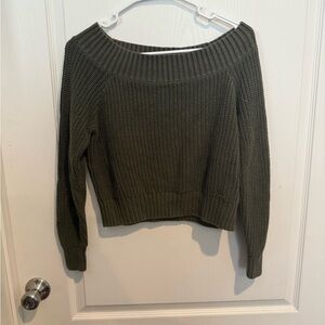 Hollister Forest Green Off-Shoulder Sweater